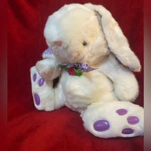 Vtg 1991 Fairview Easter Bunny Rabbit Plush Stuffed Animal 14” Purple Ears &Feet